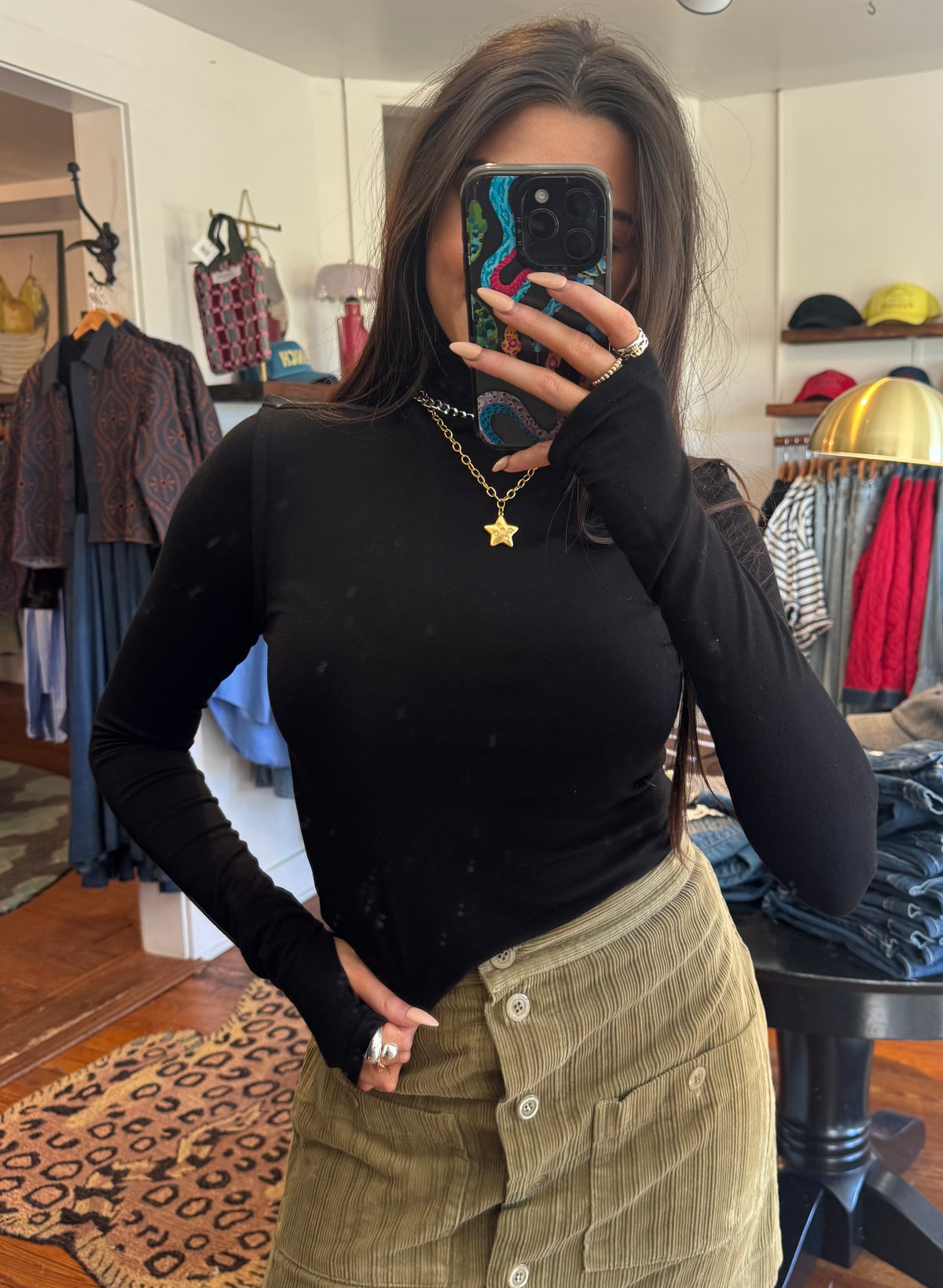 Black Turtle Neck Top