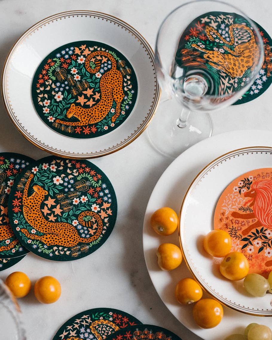 Set of 4 Cheetah Reusable Coasters
