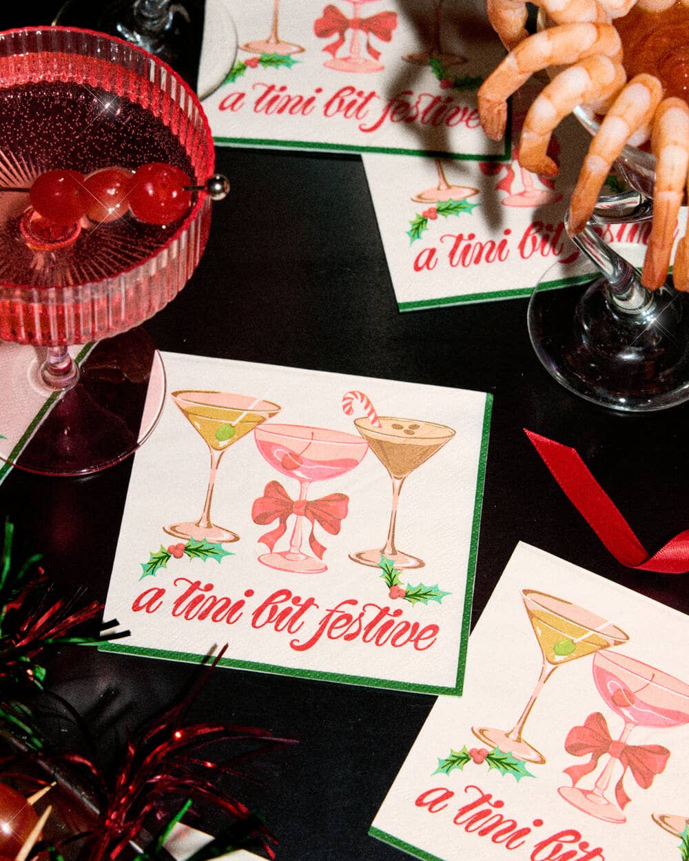 Christmas Cocktail Napkins "Tini Bit Festive"