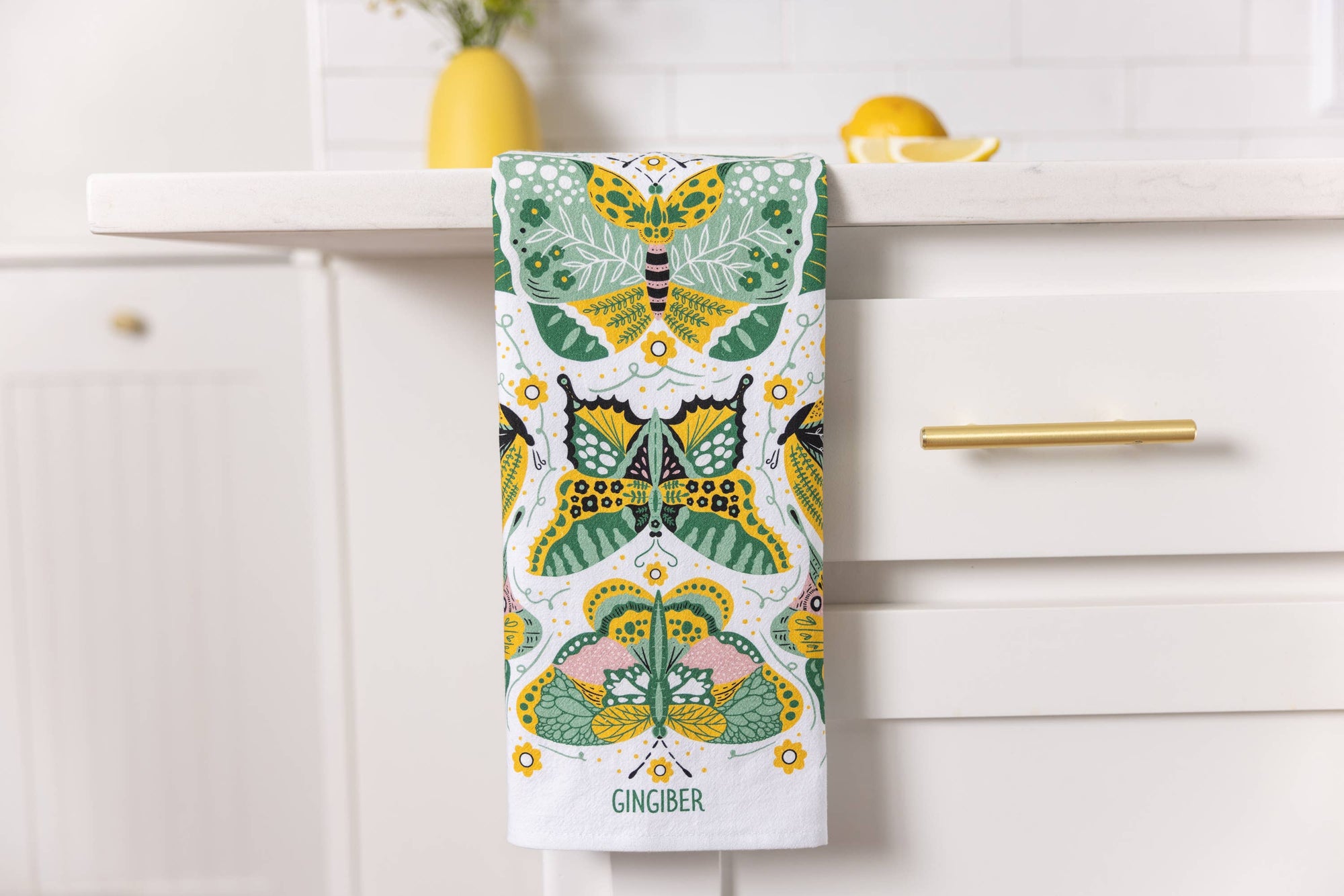 Night Butterfly Tea Towel - Botanical Kitchen Towel Decor