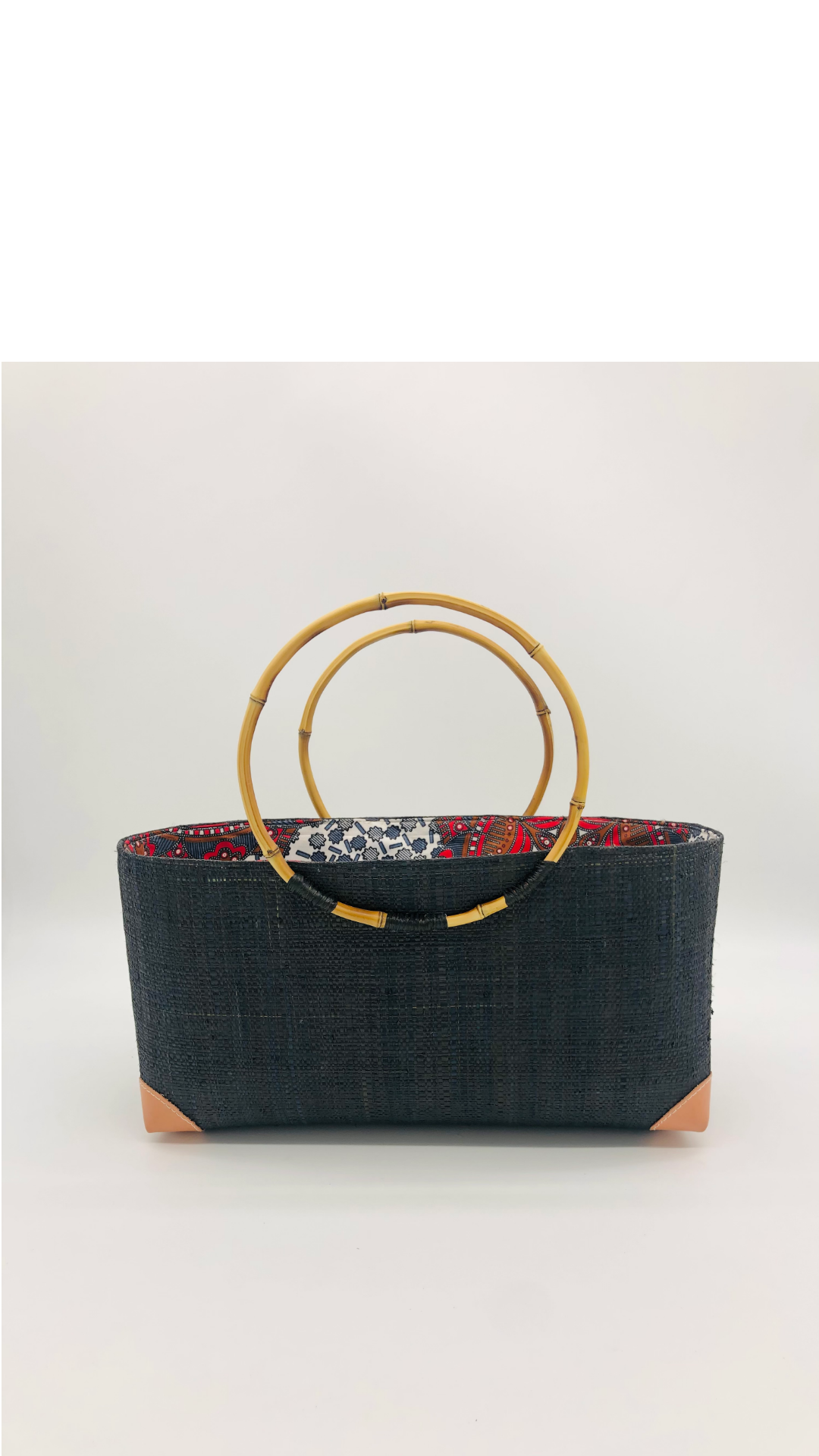 Shebobo Black Bebe Straw Handbag with Bamboo Handles main image 1