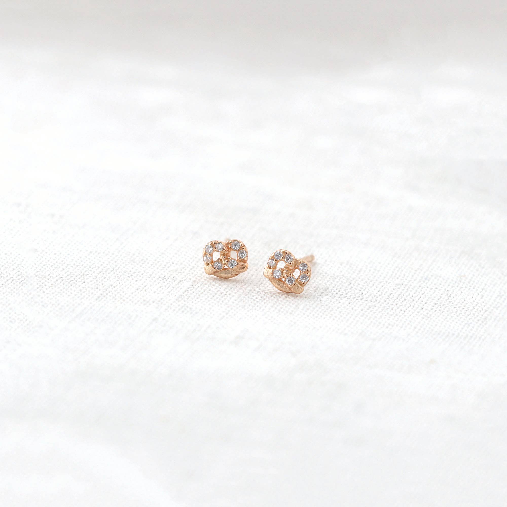 Tiny Pretzel Crystal Stud Earrings