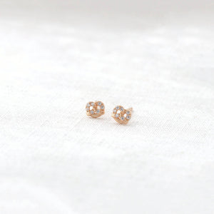 Tiny Pretzel Crystal Stud Earrings