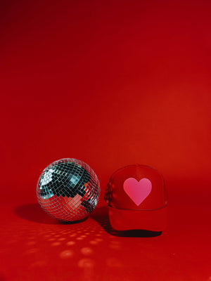 Red & Pink Heart Trucker Hat