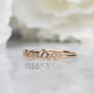 14kt Gold & Diamond Heart Mama Ring