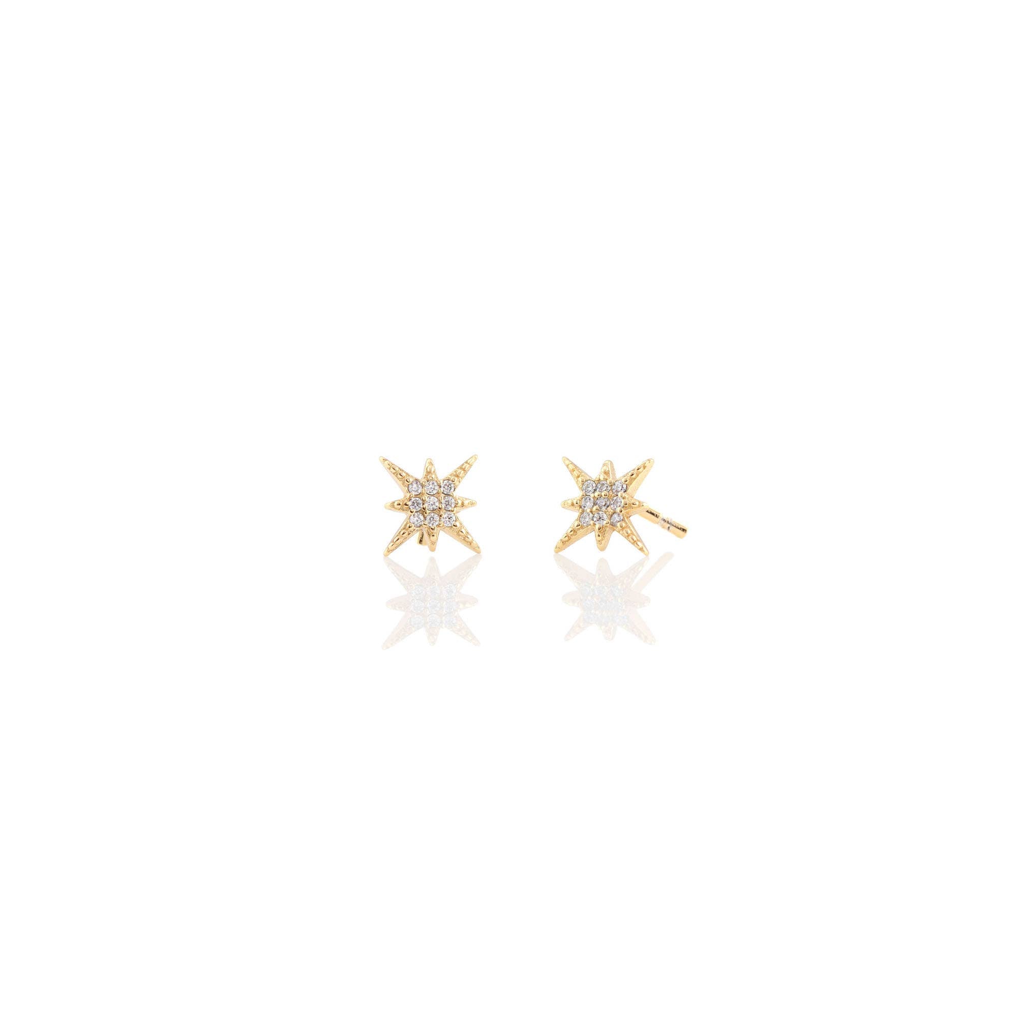 Gold Starburst Crystal Studs