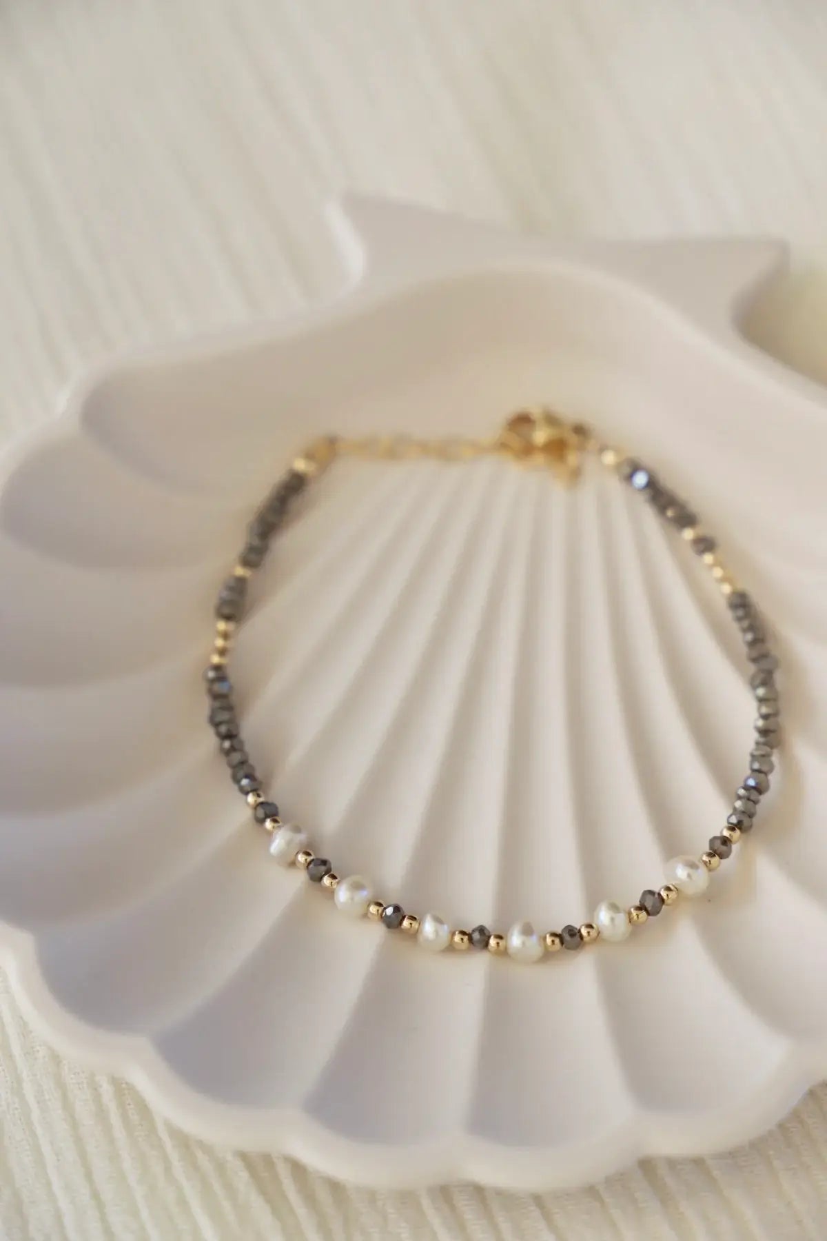 Smoky Crystal and Pearl Bracelet