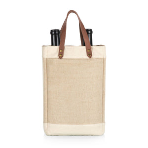 Beige Jute 2 Bottle Insulated Wine Bag