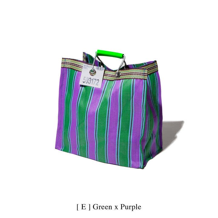 Square Recycled Plastic Stripe Bag