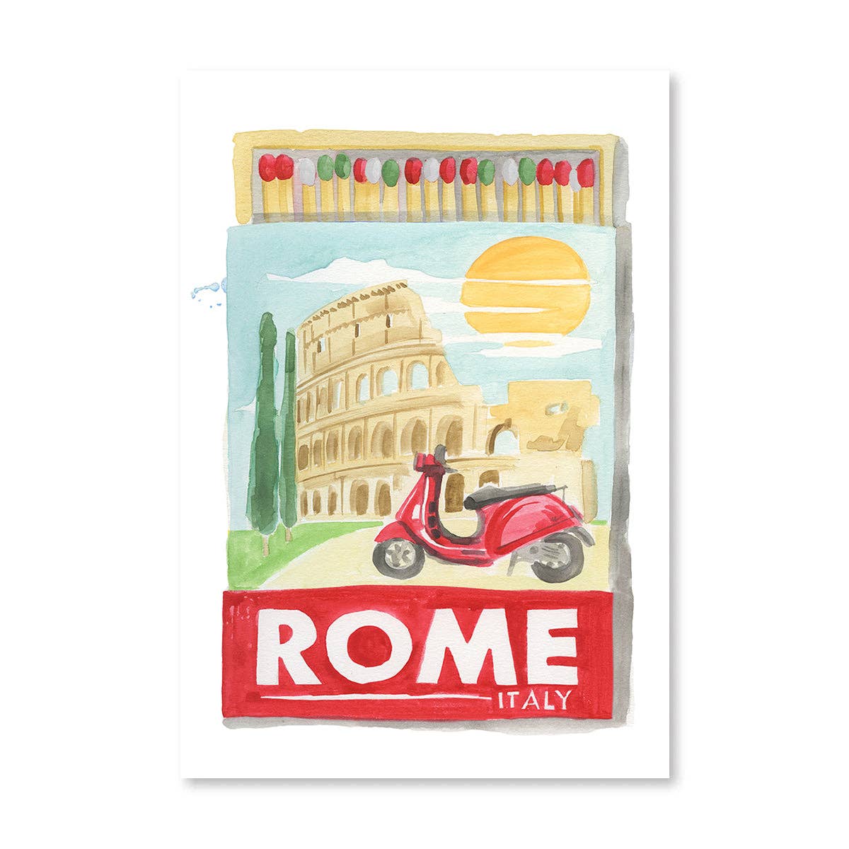 Rome Matchbook Watercolor Print