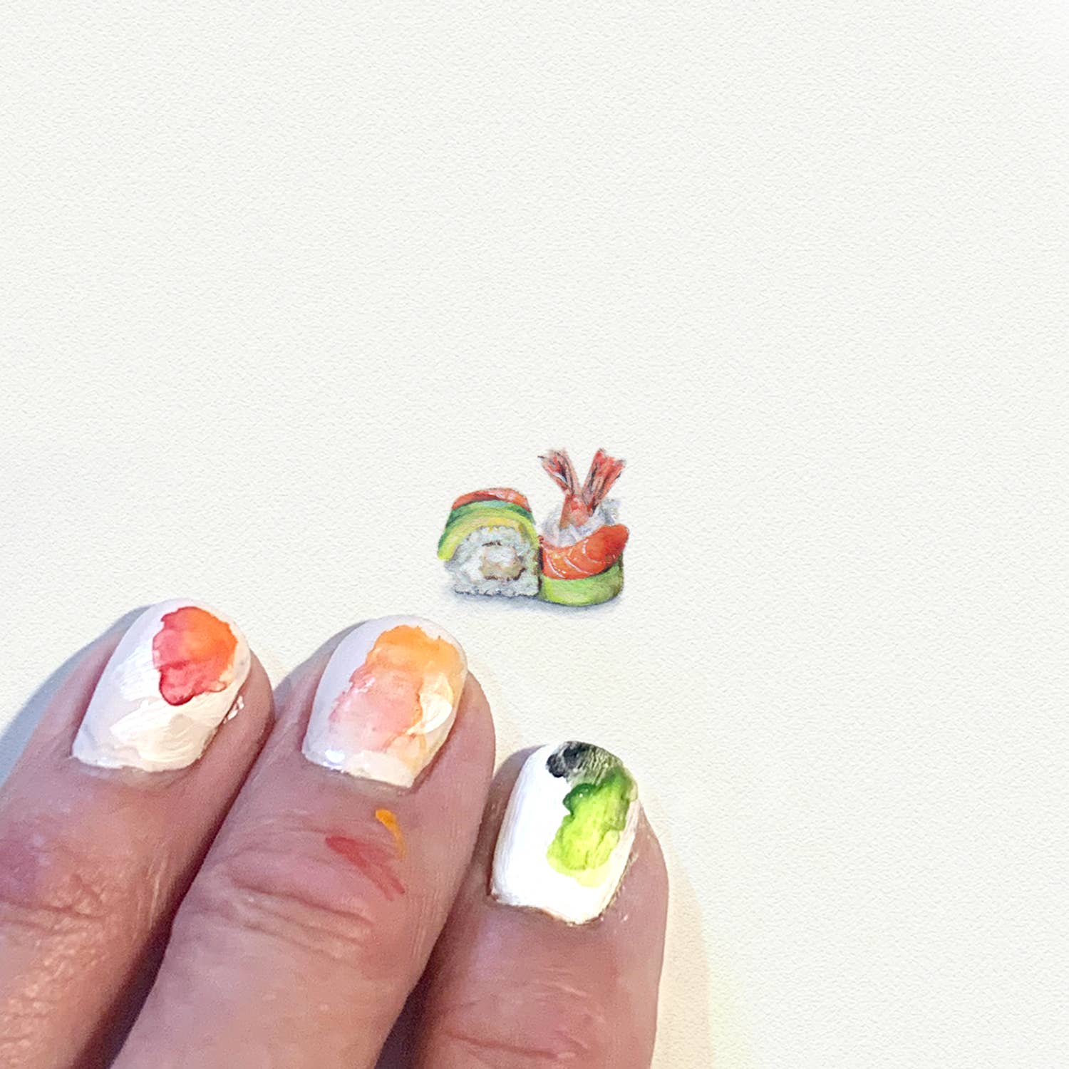 Sushi Miniature Watercolor Painting - Art Print