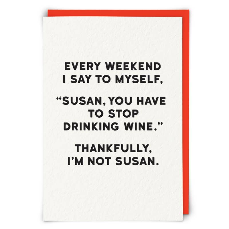 Susan Drinking Wine Card