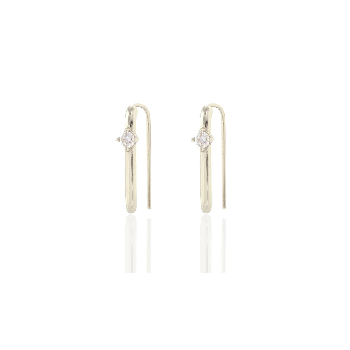 Silver Arc Pull Through Crystal Hoops