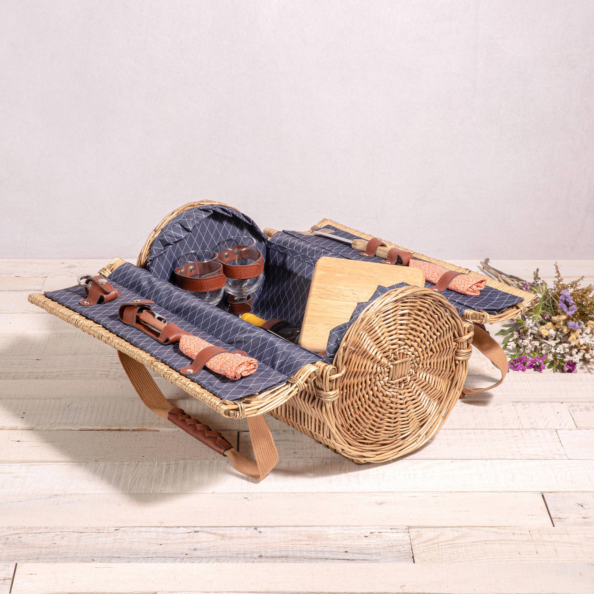 Purple/Coral Verona Wine & Cheese Picnic Basket