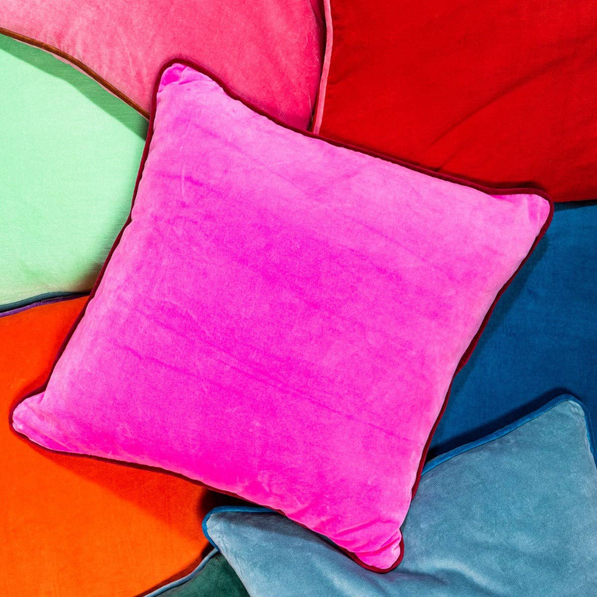 Neon Pink + Wine Charliss Velvet Pillow