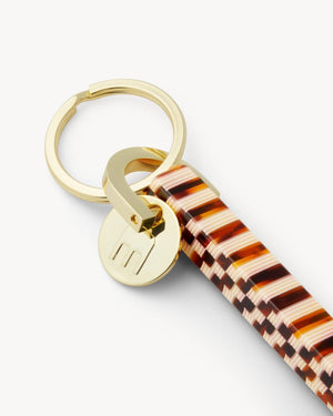 Tortoise Checker & Gold Bar Keychain