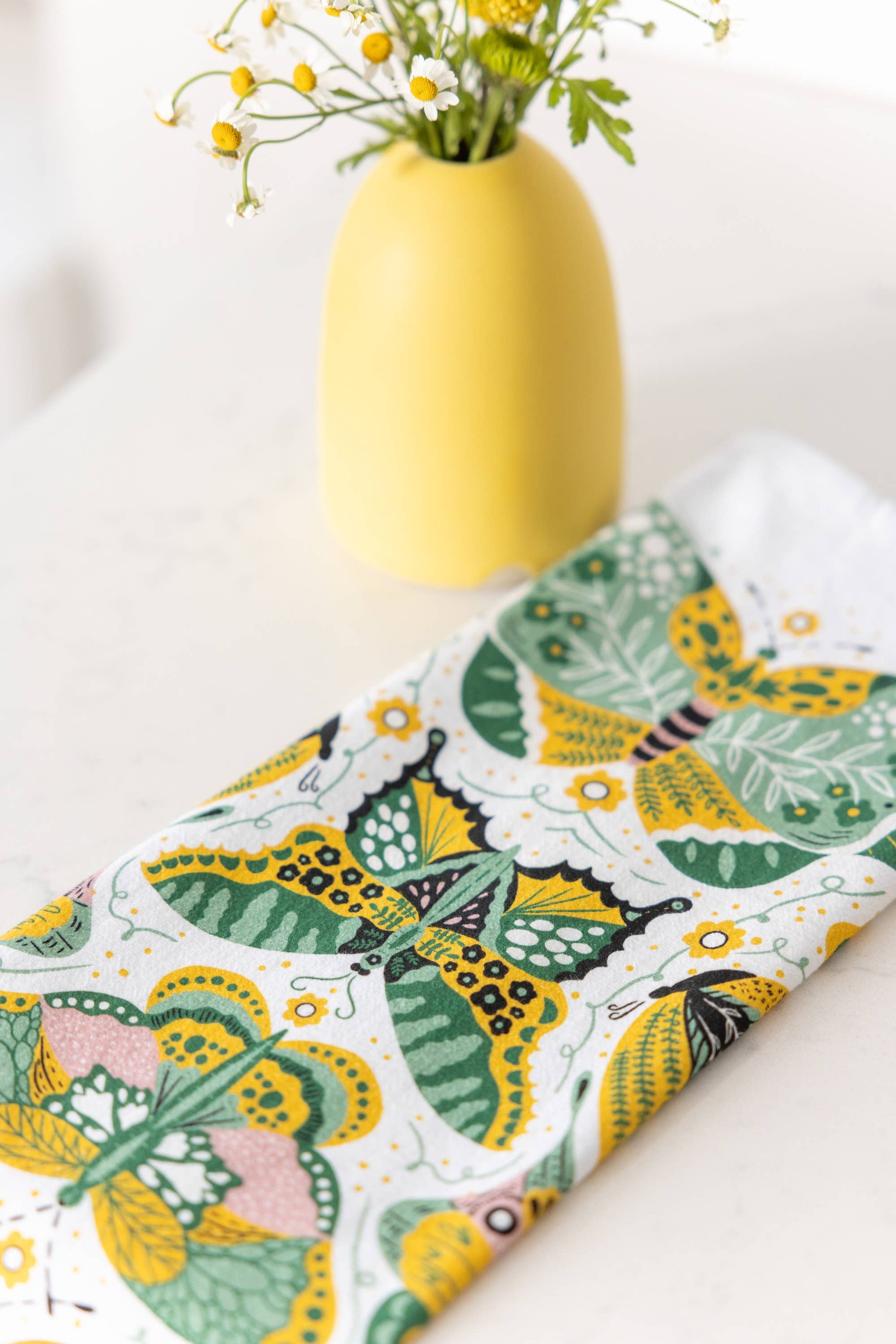 Night Butterfly Tea Towel - Botanical Kitchen Towel Decor