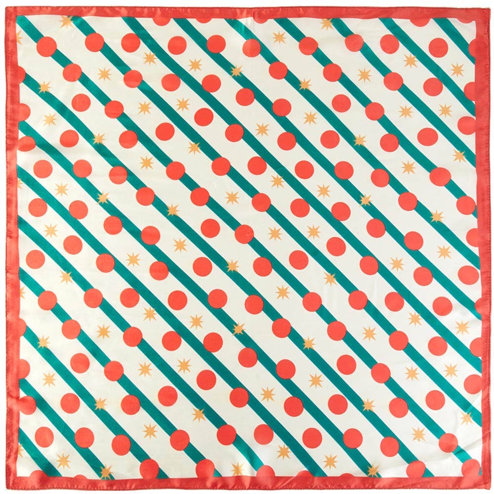 Red Christmas Polka Dot Square Bandana Scarf