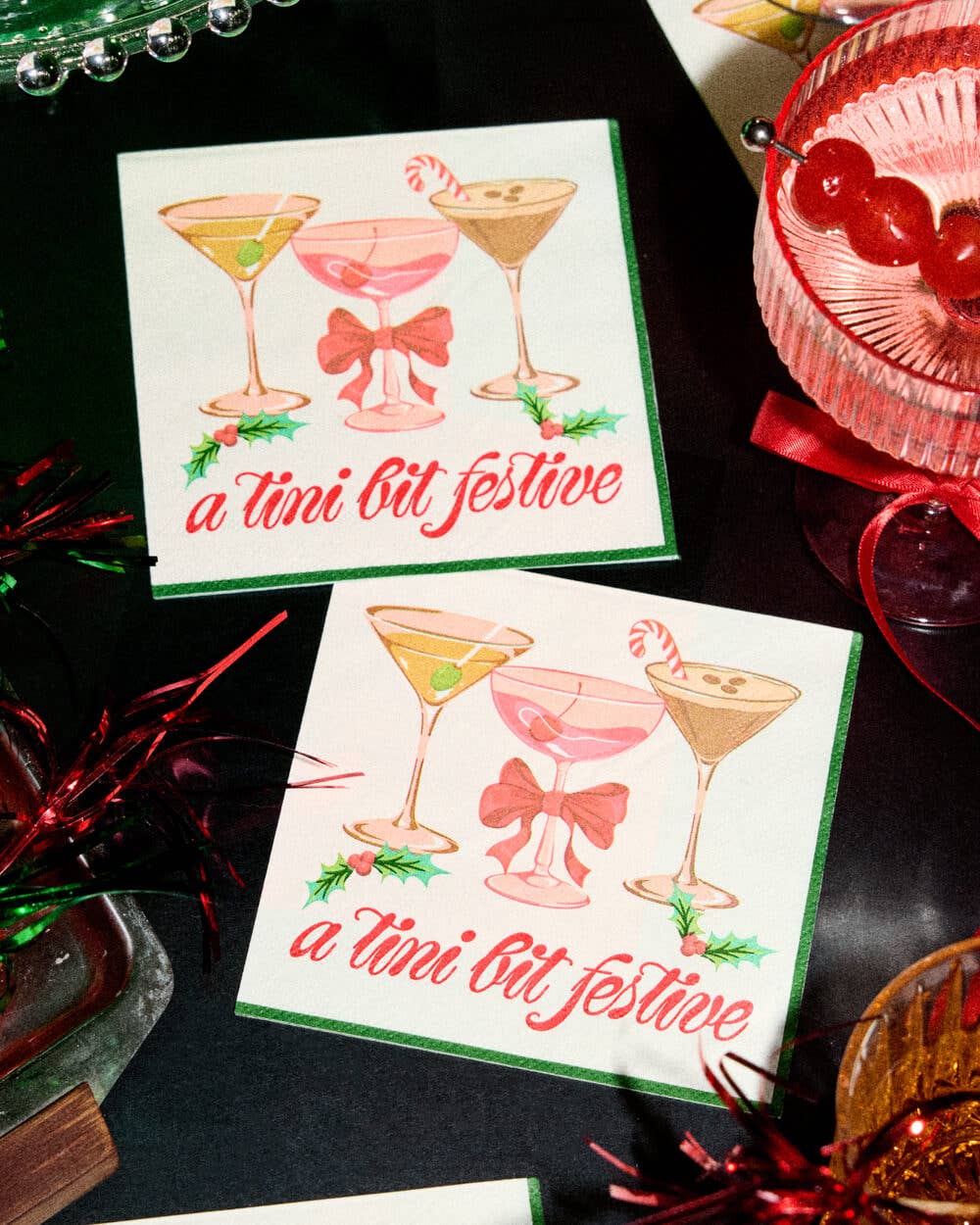 Christmas Cocktail Napkins "Tini Bit Festive"