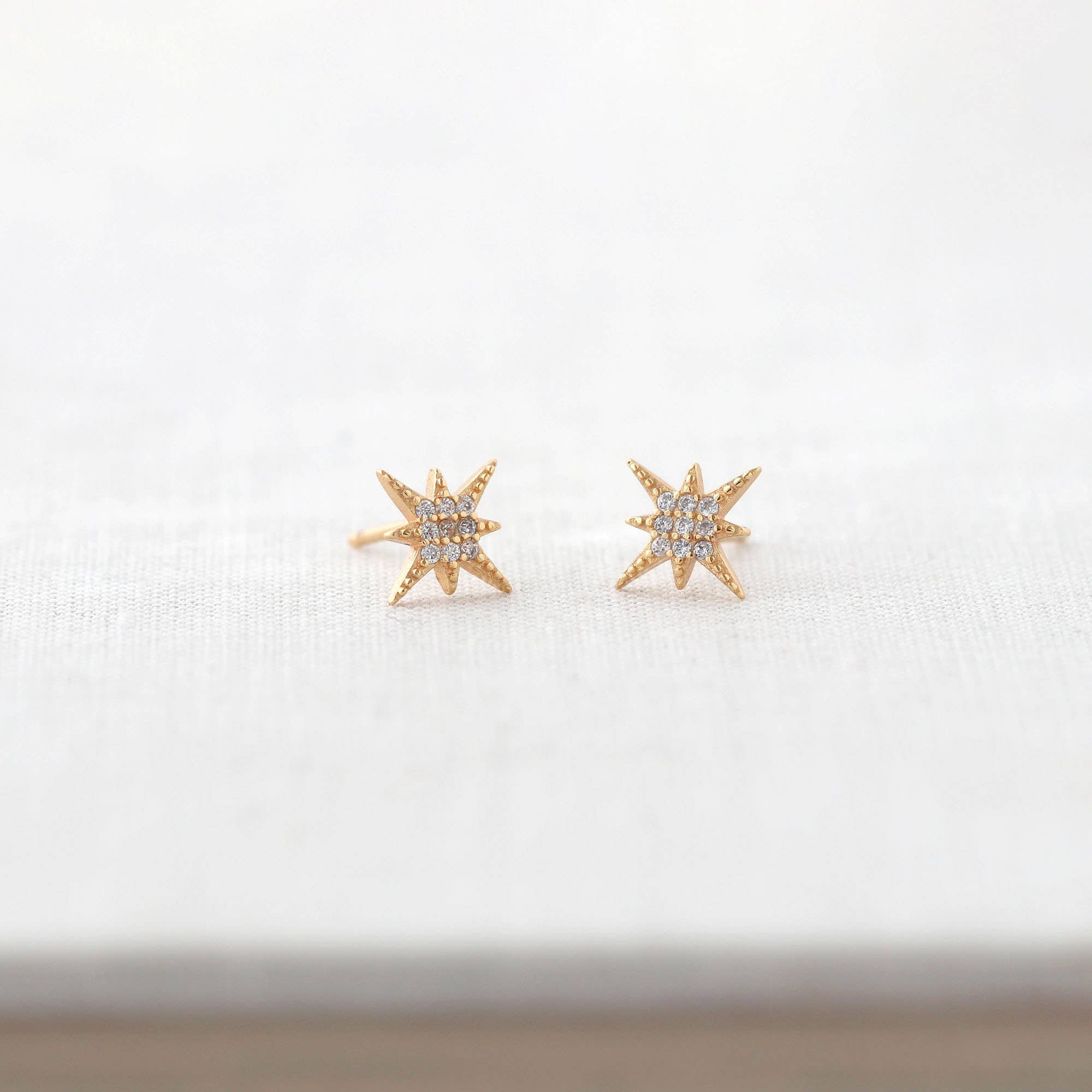 Gold Starburst Crystal Studs