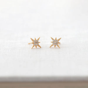 Gold Starburst Crystal Studs