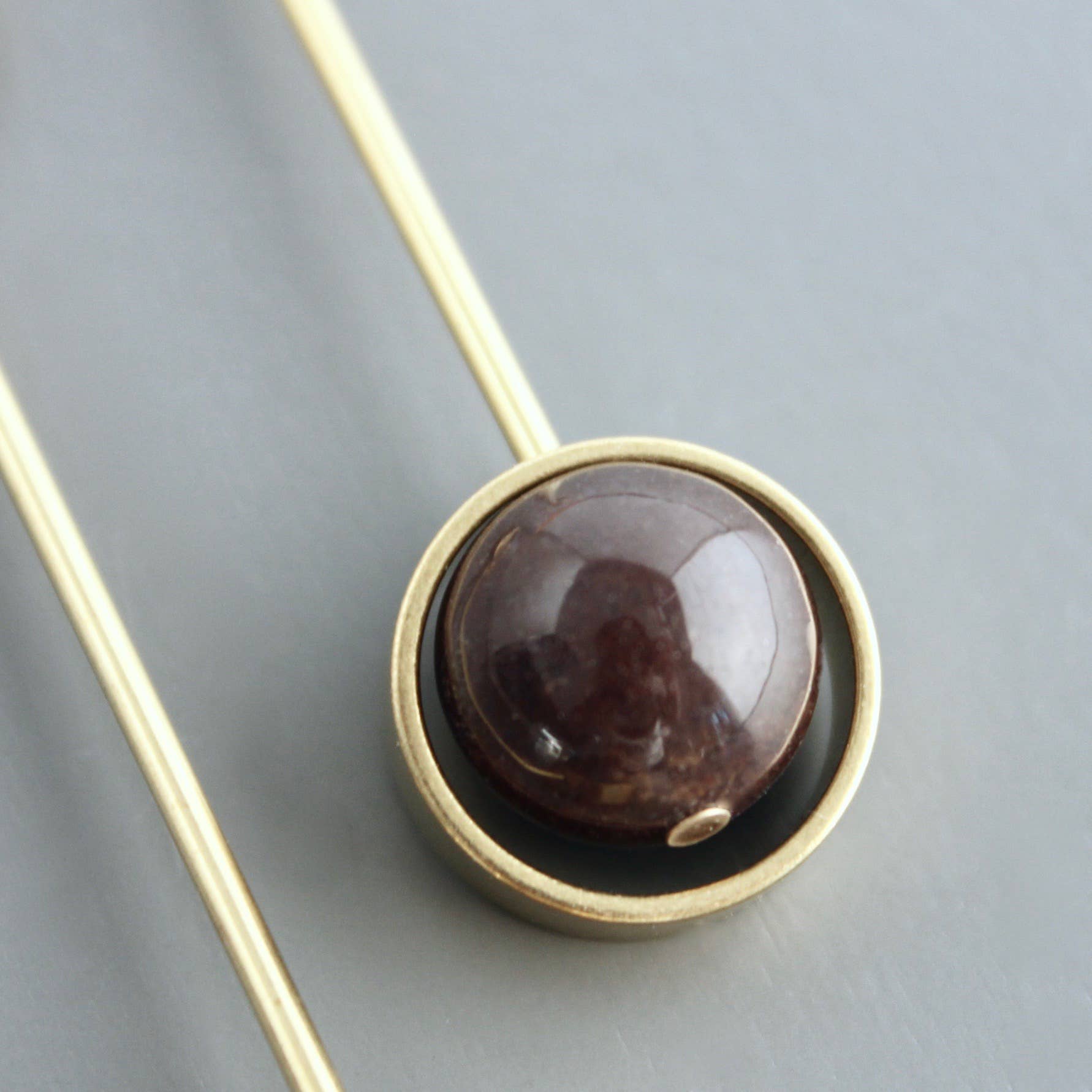 Geometric Brown Agate Earrings