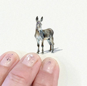 Donkey Miniature Watercolor Print