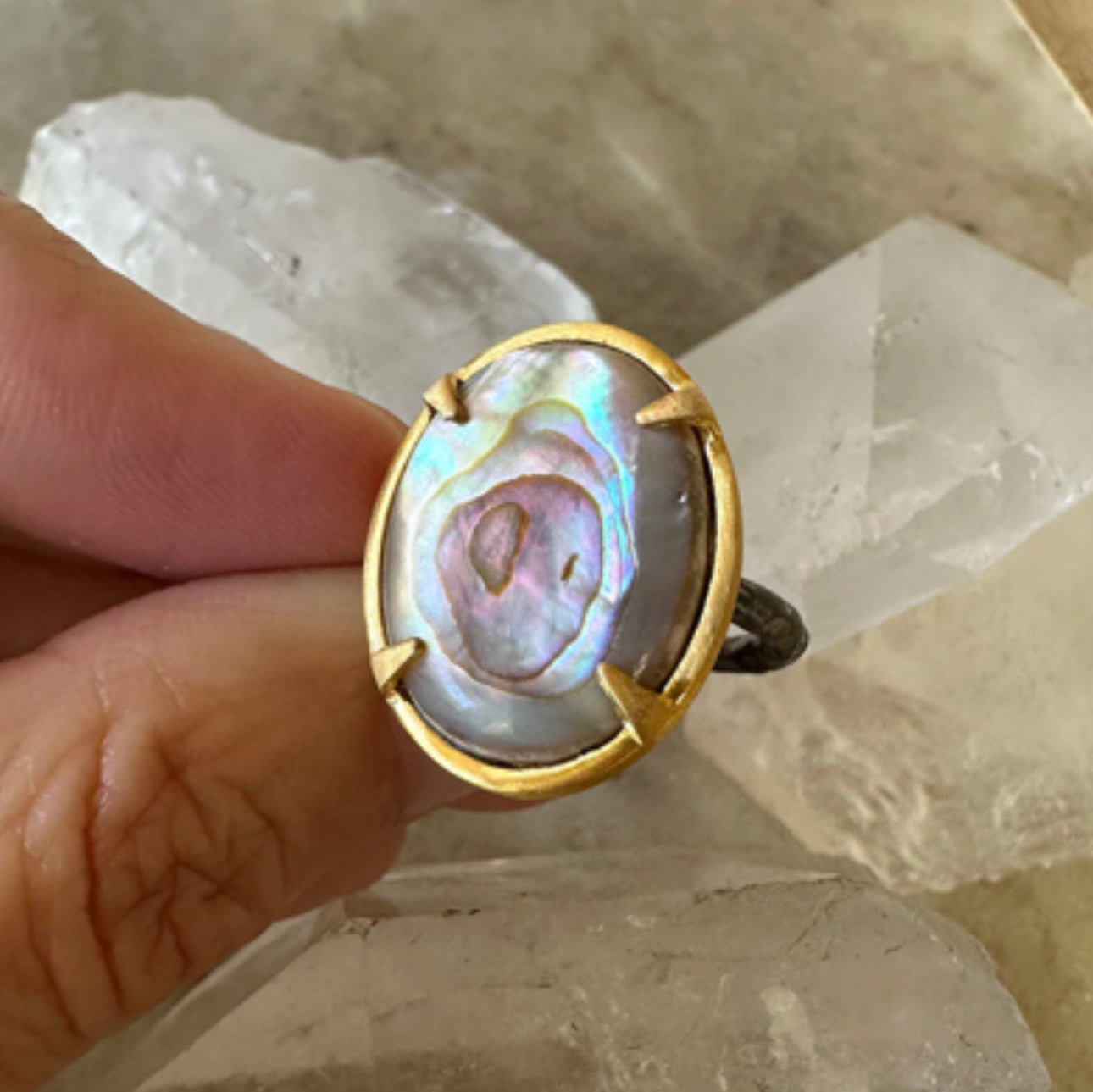 Abalone Gem Ring: Size 8