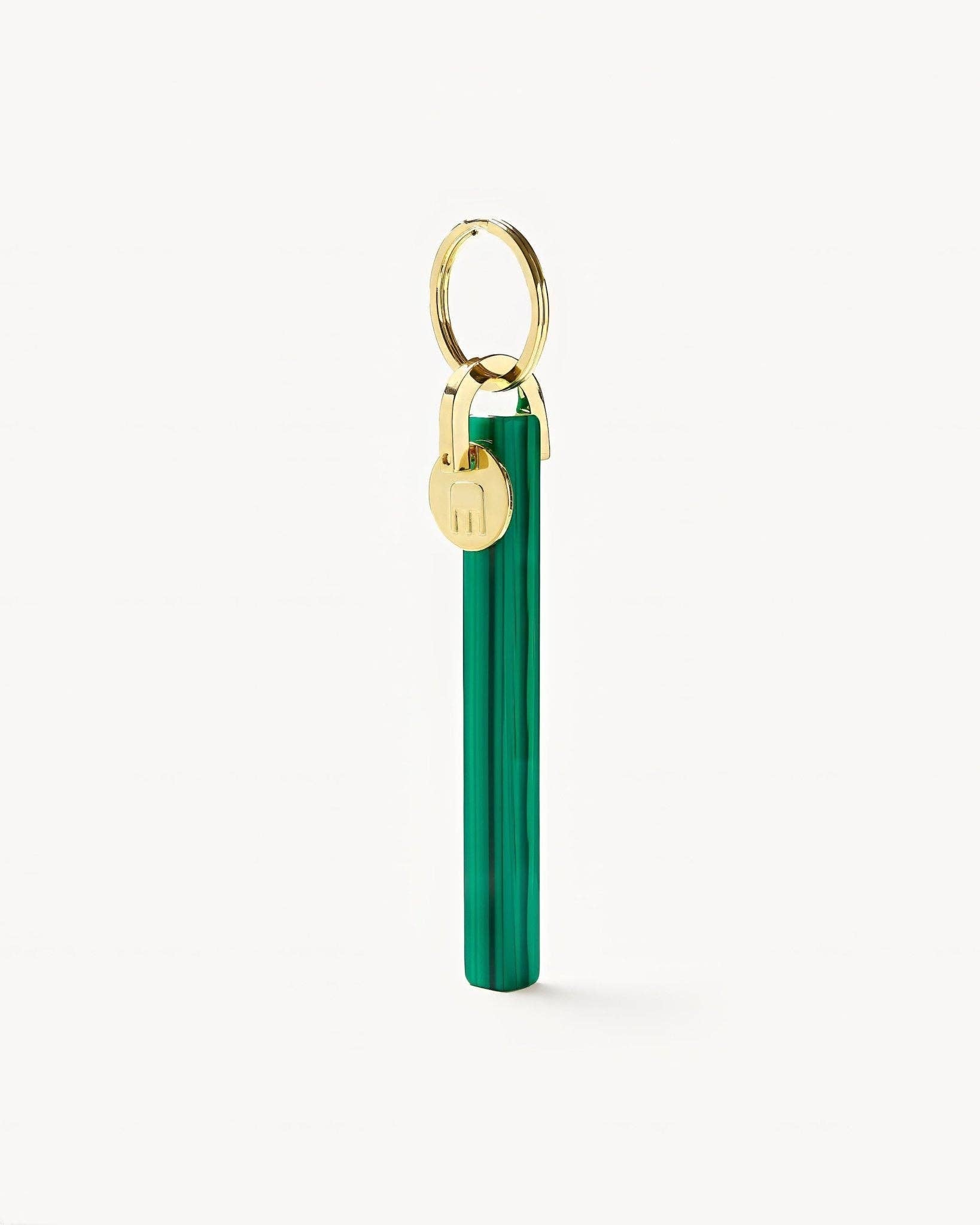 Malachite & Gold Bar Keychain