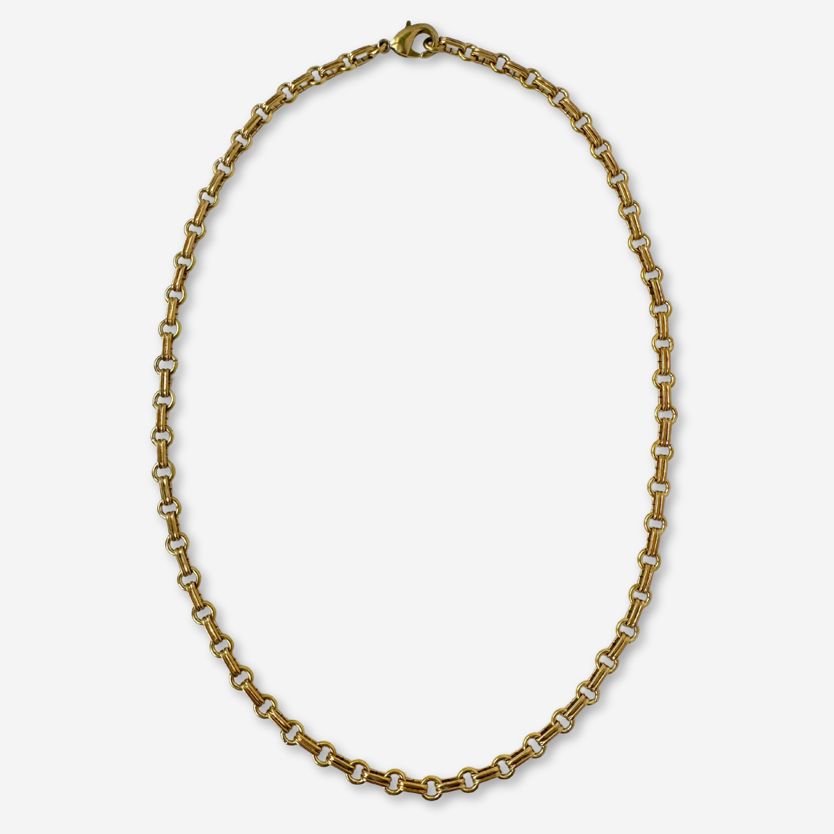 Plain Industrial Brass Rolo Chain Necklace With Lobster Clasp