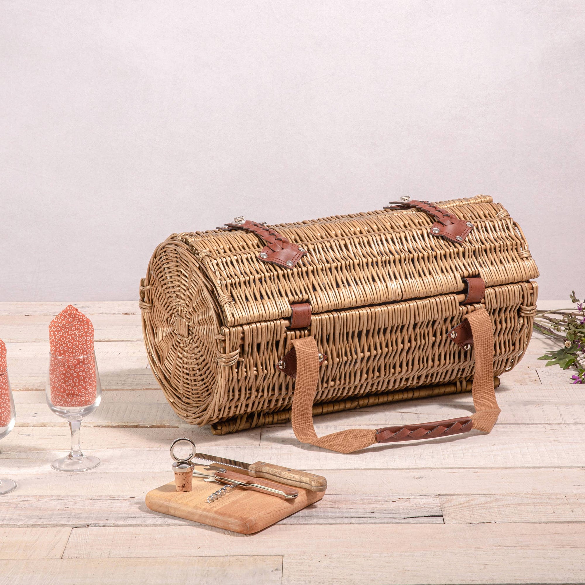 Purple/Coral Verona Wine & Cheese Picnic Basket