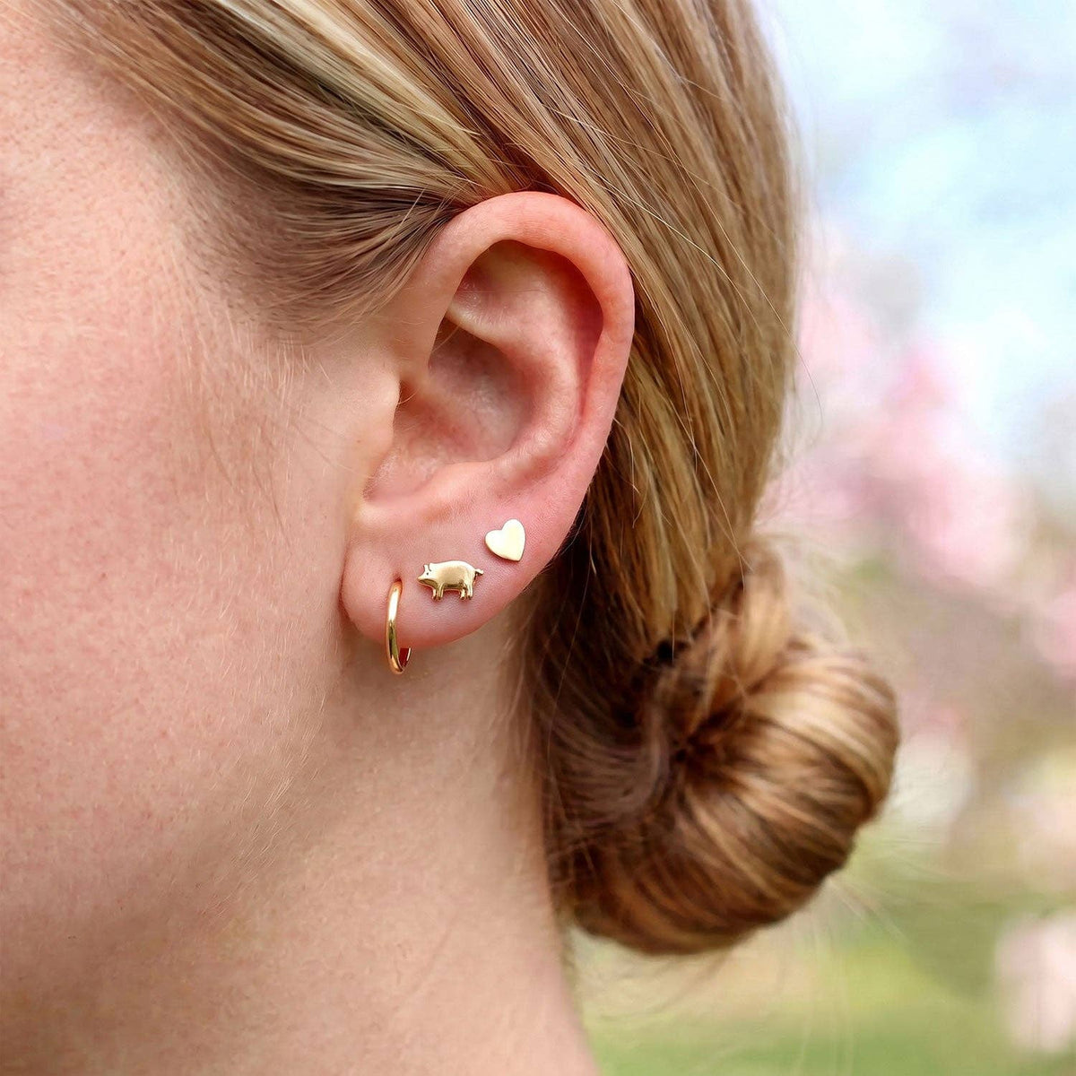 Gold Pig Studs