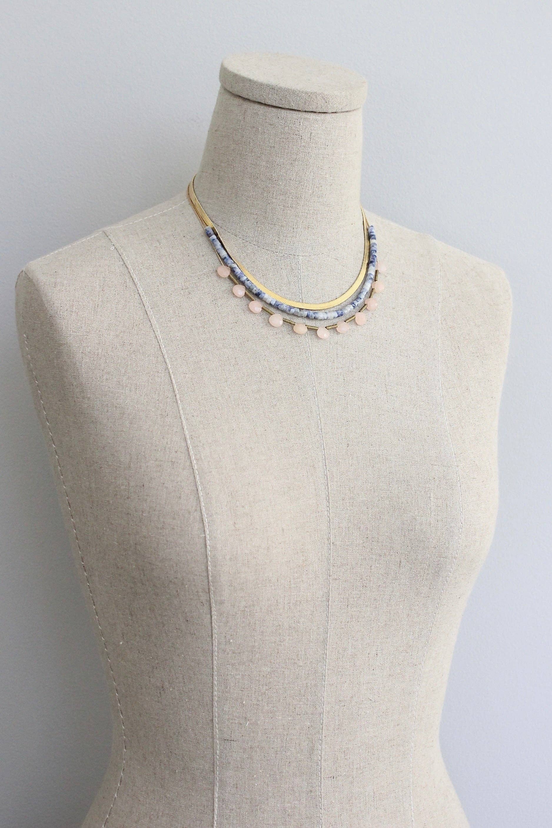 Herringbone & Peach Necklace