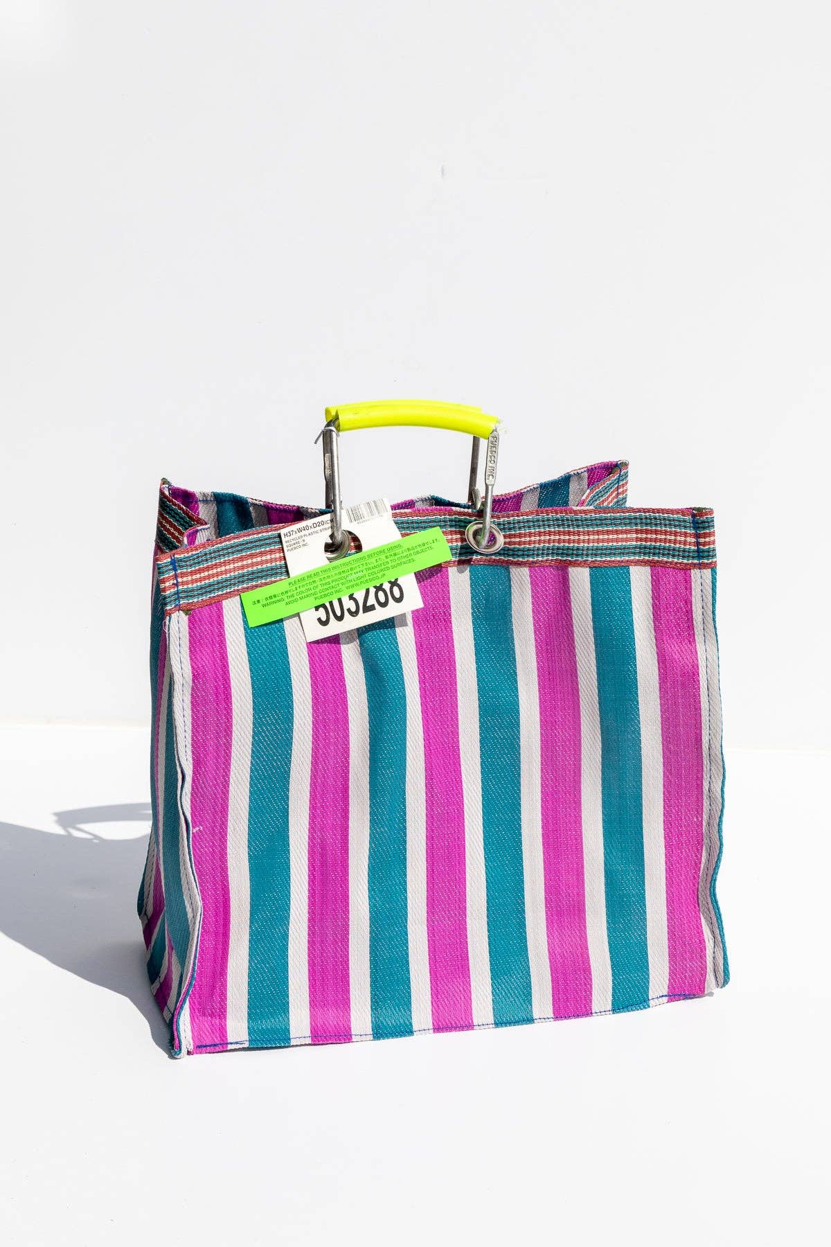 Square Recycled Plastic Stripe Bag