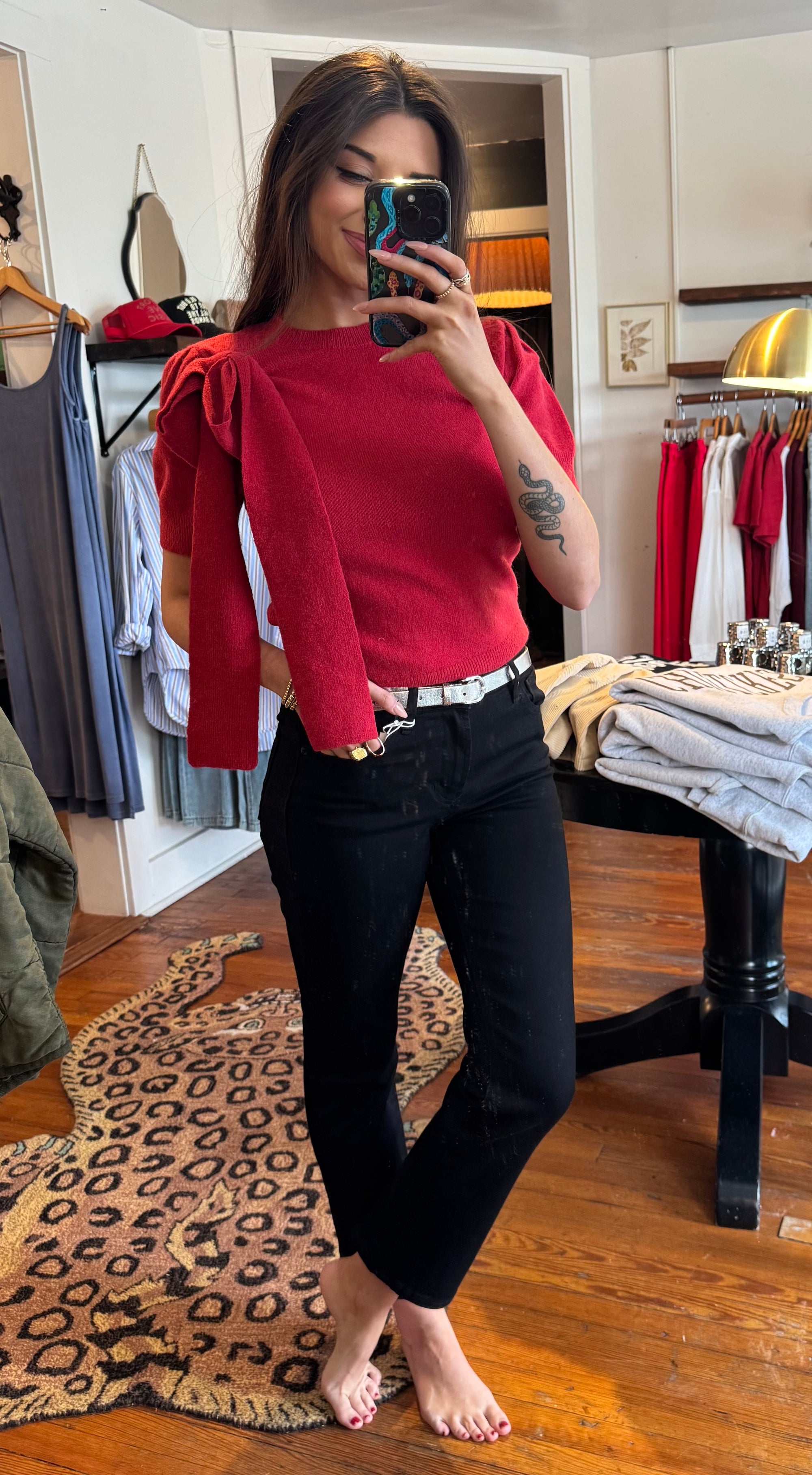 Red Bow Knitted Sweater