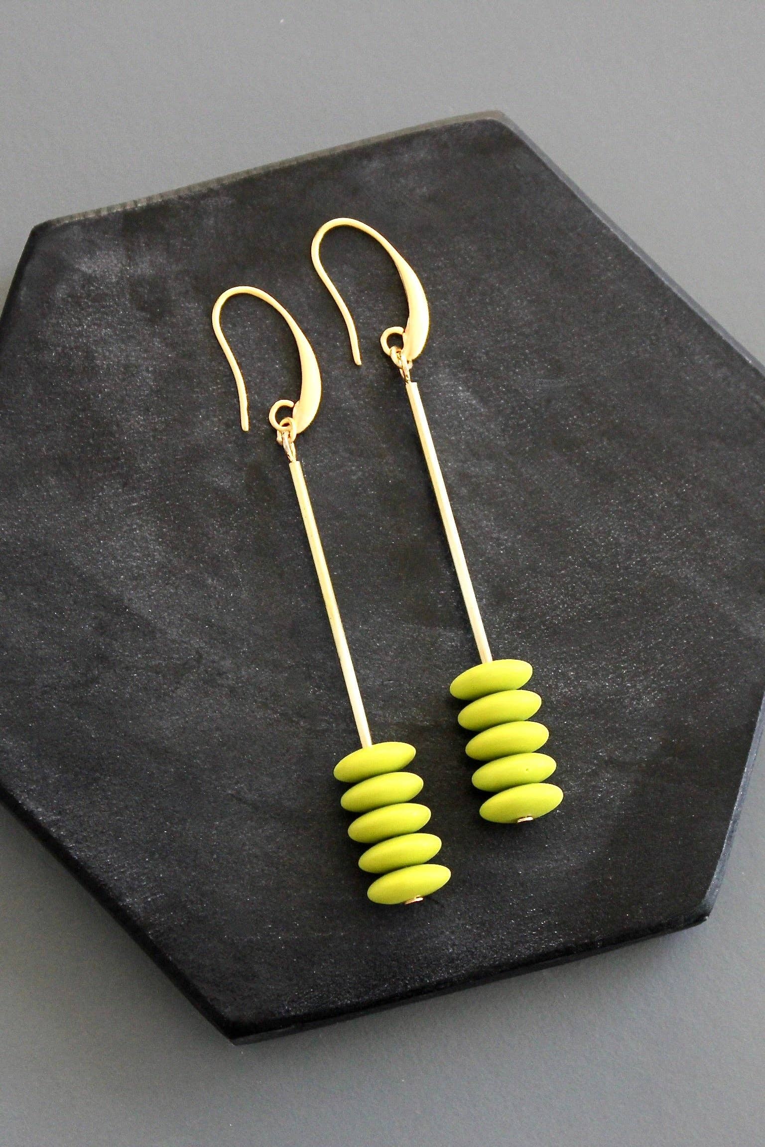 Chartreuse Geometric Earrings