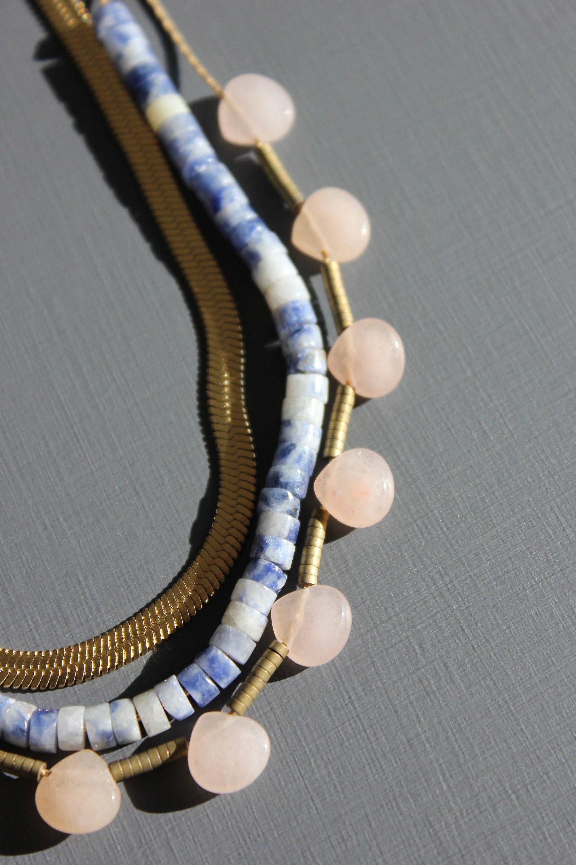 Herringbone & Peach Necklace
