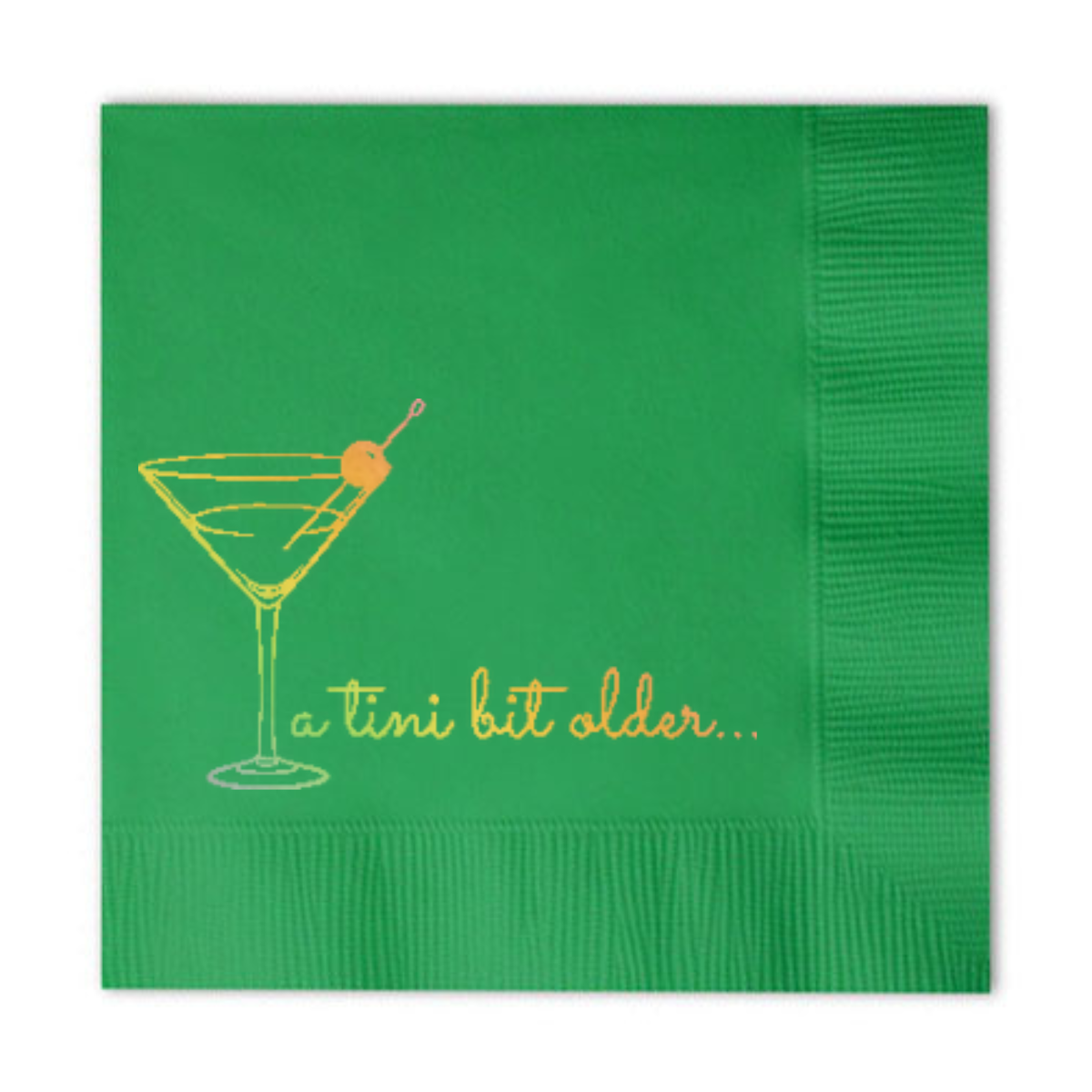 Green A Tini Bit Older Holographic Cocktail Napkins