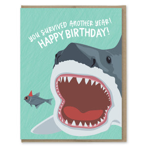 Survived Another Year Shark Birthday Card