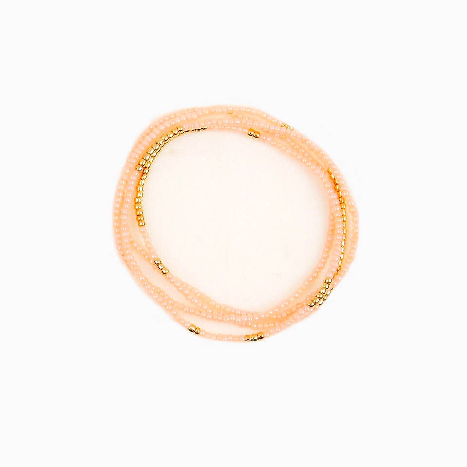 Gold Bead Stretch Necklace Wrap Bracelet