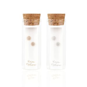 Gold Round Crystal Stud Earrings