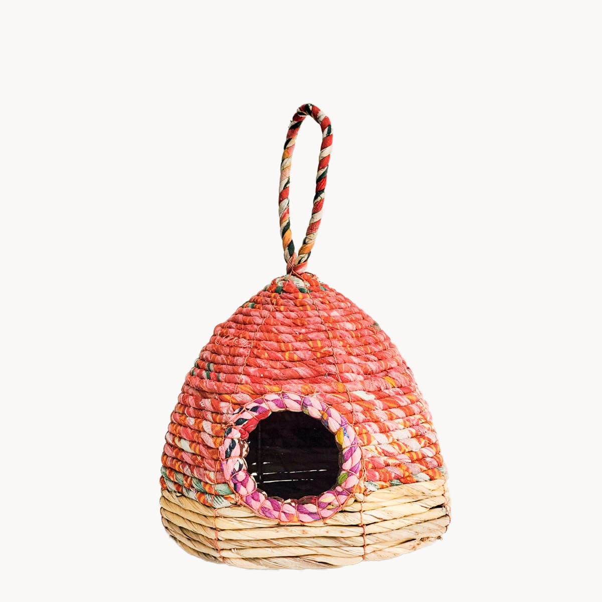 Handwoven Seagrass & Sari Birdhouse