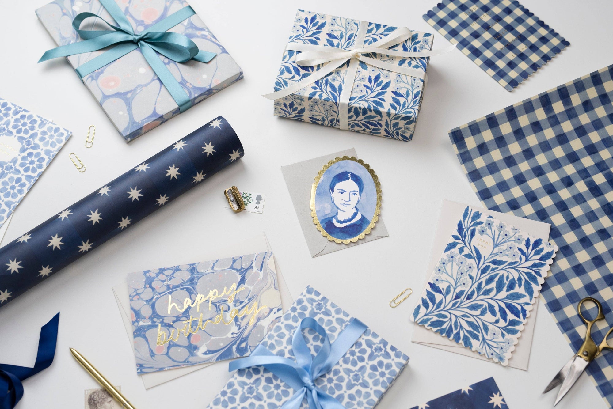 Blue Flora Thank You Card