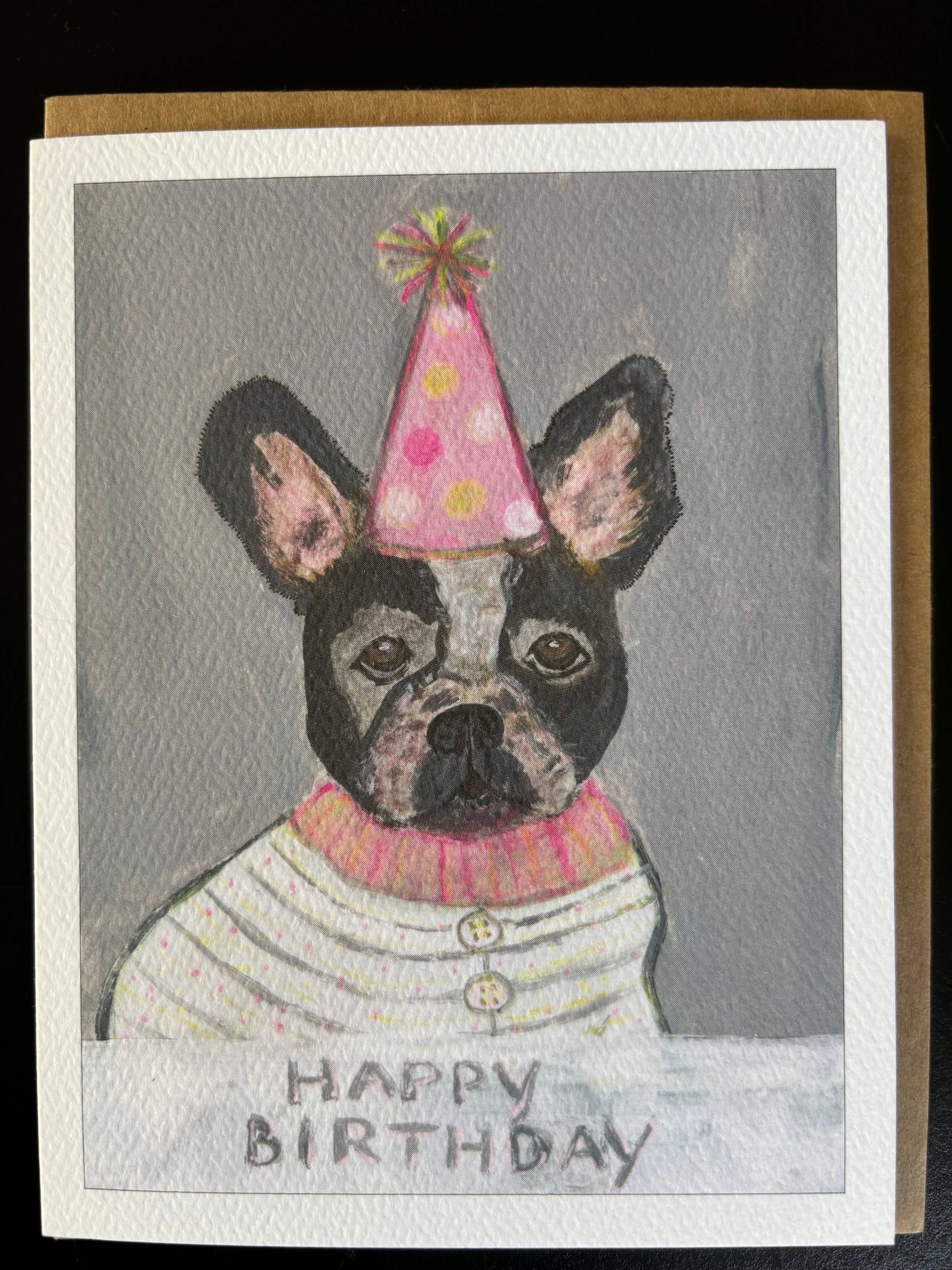 Frenchie Birthday Hat Card