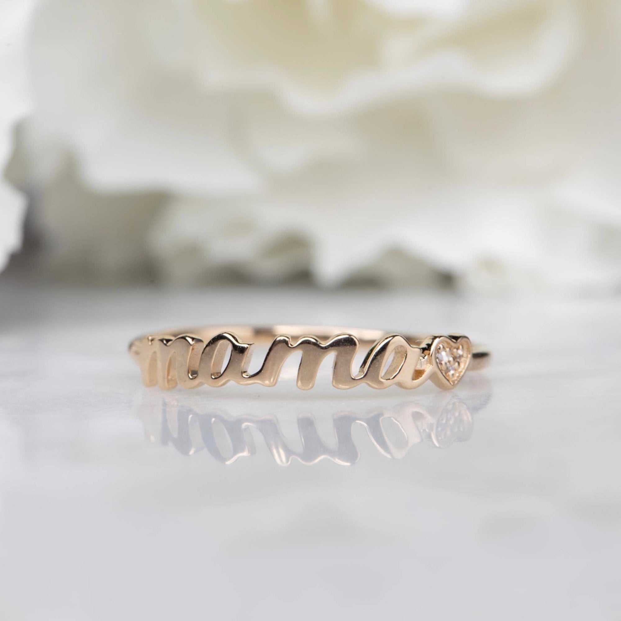 14kt Gold & Diamond Heart Mama Ring