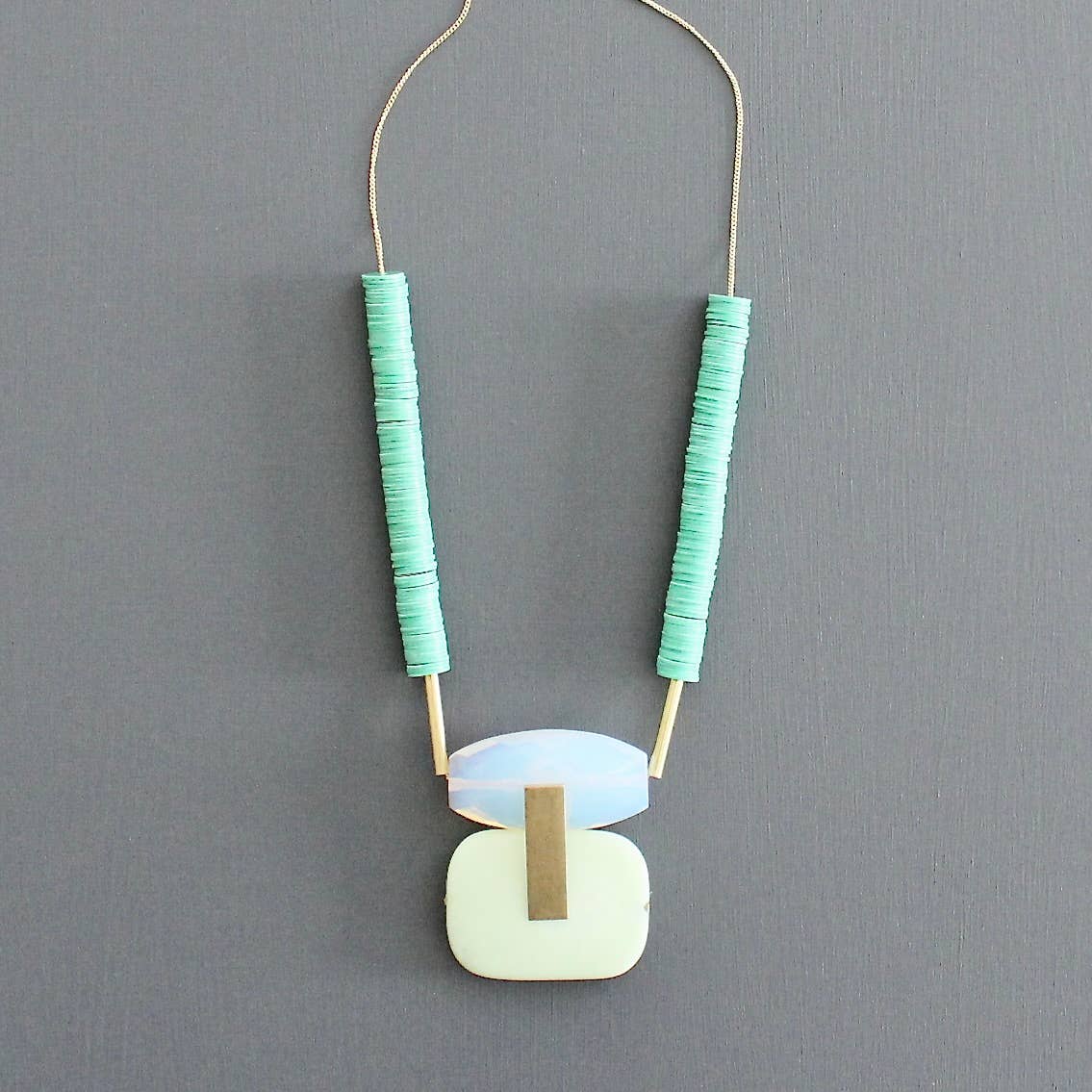 Opal & Mint Pendant Necklace