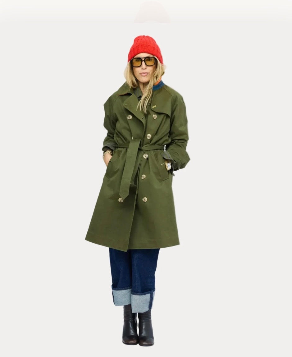 Army Green Color Washed Trench