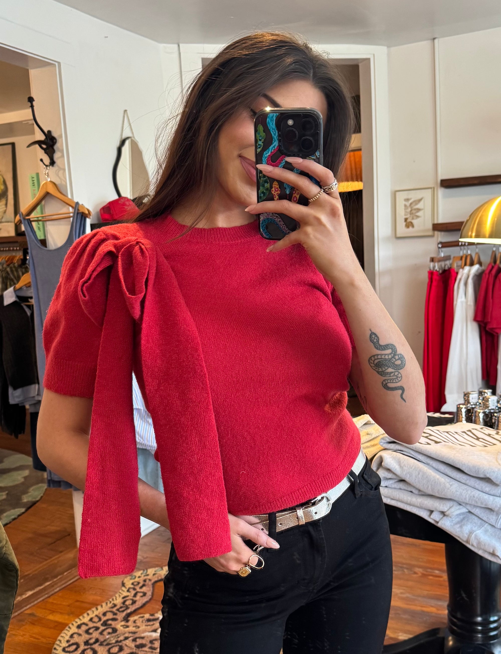 Red Bow Knitted Sweater