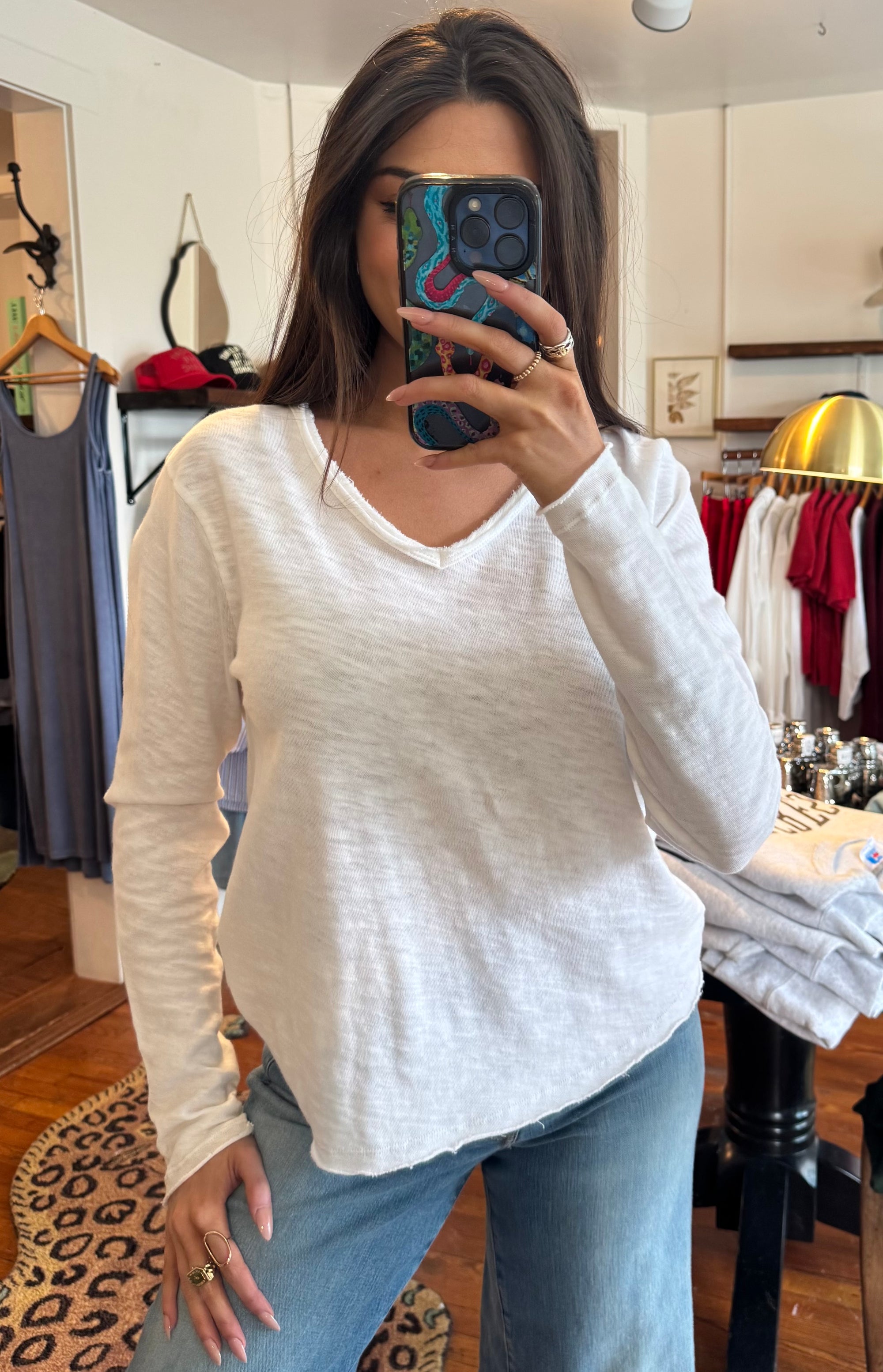 Long Sleeve White Vanya Tee