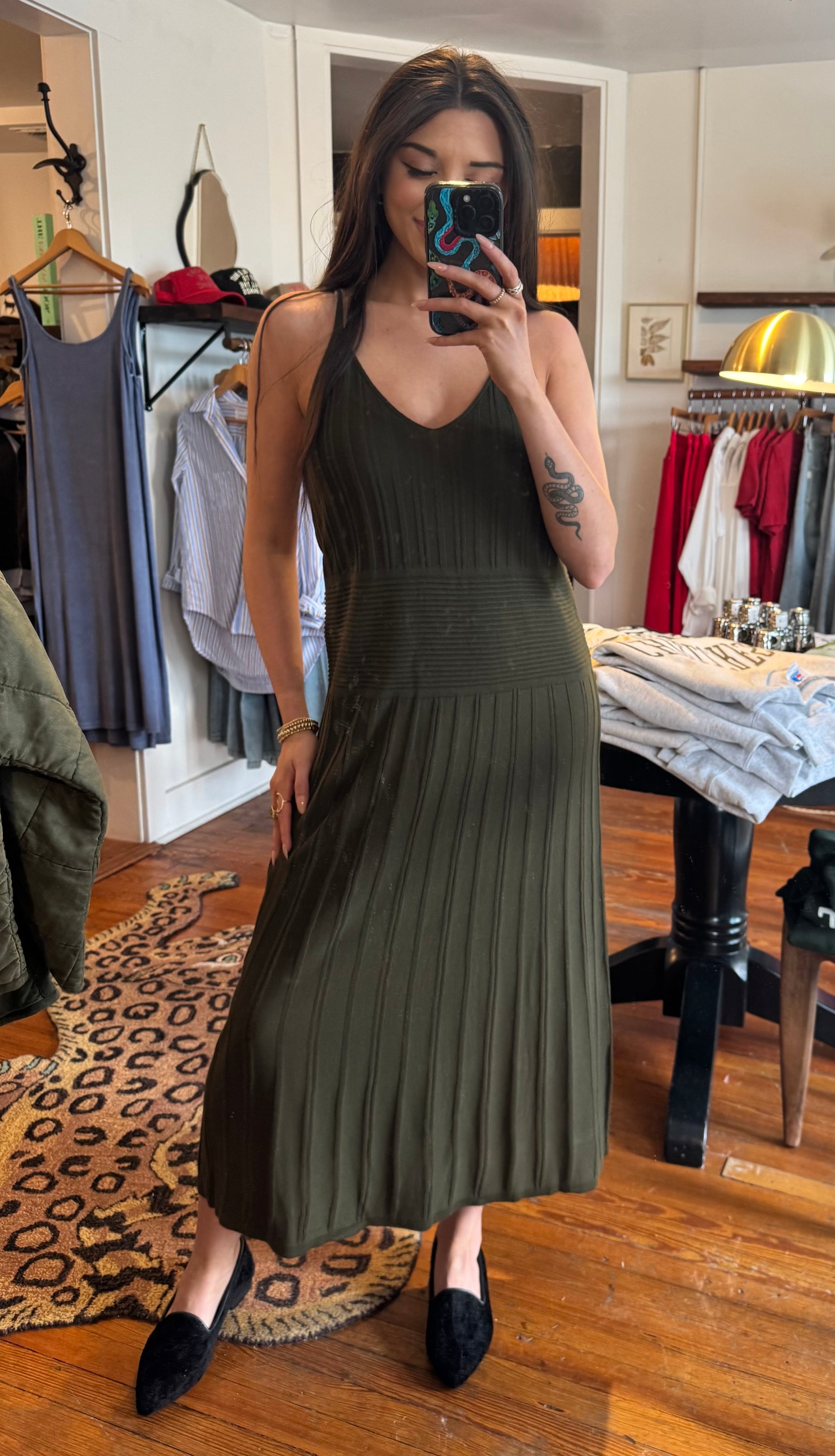 Olive Cap Sleeve Dress